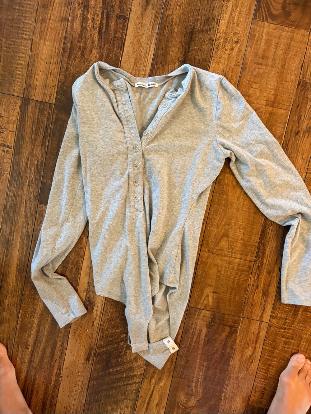 Reformation Gray Henley Button-Up Top